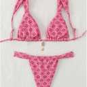 RoseSeek Women's 2 Piece Leopard Floral Bathing Suit Wireless Triangle Swimsuit High Waisted Bikini Sets (Red, M)