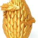 3D Printed Dragon Egg - Gold - Large 12" Flexible Crystal Dragon Inside, Flexible Desk Pet Figure, Animals Fidget Toy, Fantasy Graduation Gift for Kids, Teens & Dragon Lovers