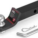 2 Inch Ball Trailer Hitch 2 in Drop Receiver Hitch with 2 in Shank & Hitch Pin for Truck Towing Ball Mount, 7,250 LBS GTW, Black