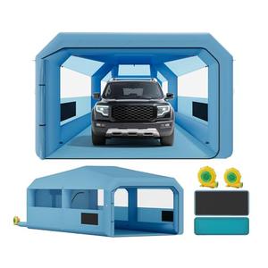 Albott 26.2x13.1x10 FT Inflatable Paint Booth with 950W+550W Blowers, Upgrade 4-Stage Filters System & Peak Roof, Portable Paint Booth with PVC Windows for DIY, Mobile Detailing, Auto Refinish