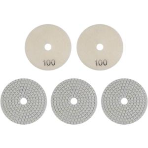 HARFINGTON 5pcs Diamond Polishing Pads 4" Grits 100 Wet/Dry Polish Pad for Stone Concrete Marble Countertop Quartz for Polisher Grinder (Beige)