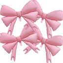 4 Pcs Large Pink Bow Balloons, Coquette Birthday Decorations