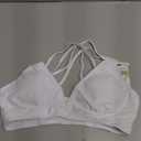 SHEKINI Women's Bikini Top V-Neck Double Strap Pleated Backless Crossover Adjustable Push Up Beachwear Bathing Suit Top (White, Small)