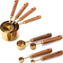 Copper Measuring Cups and Spoon Set of 8, Stackable Kitchen Measure Tool with Handle, Metric Cups and Spoons Measuring Set for Cooking Baking