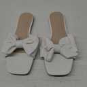 Women's Bow Flat Sandals Dressy Square Open Toe Sandals Slip On Slide, Size 43