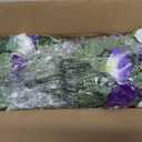 Artificial Flowers for Outdoors, Faux Petunias Spring Summer Decoration, Fake Flowers Plants UV Resistant Look Real Silk Flowers for Outside Planter Front Door Porch Patio Yard (6, Purple-White)