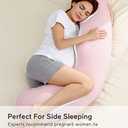 Momcozy Body Pillow for Pregnancy, J Shaped Pregnancy Pillows for Side Sleeping, Soft Maternity Pillow with Jersey Cotton Cover for Head Neck Belly Support, Pink 