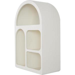 Deco 79 Wooden Geometric Arched 4 Shelf Wall Shelf with Varying Block Shapes, 16" x 8" x 24", Cream