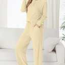 PrinStory Womens Pajama Sets Pajamas Fall Winter Long Sleeve Lounge Set Two Piece Soft Pjs (L)
