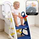 Potty Training Seat, Primlect Upgrade Ultra-Stable Toddler Toilet Seat for Kids Boys Girls, 2 in 1 Potty Training Toilet with Step Stool, Adjustable Seat and Ladder, Non-Slip Pad, Splash Guard(Blue)