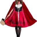 Soyoekbt Women's Little Red Riding Hood Costume Halloween Cloak Cosplay (2-4)
