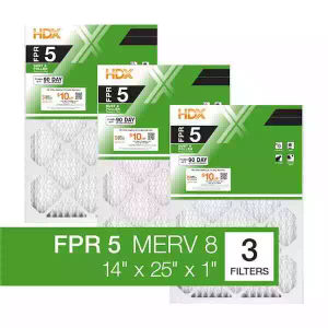 14 x 25 x 1 Standard Pleated Air Filter FPR 5, 3-Pack, Air Filters Replacement