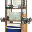 Ghosthorn Fishing Rod Holders for Garage Holds up 10 Rods Wood Pole Rod Rack Tackle Storage Gear and Equipment Fishing Gifts for Men Women (fishing rod holders 4.0)