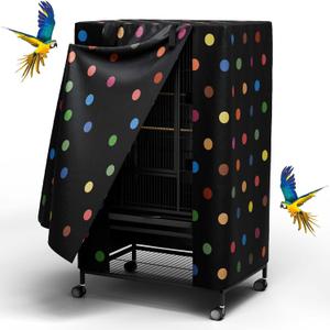Tchvt Nighttime Bird Cage Covers with Zipper Panel Blackout Birdcage for Winter Universal Breathable Large Good Night Enclosure for Bird (Polka Dot, 38x24x48 inch)