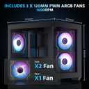 darkFlash ITX PC Case, Pre-Install 3 PWM ARGB Fans Computer Case, Full View Dual Tempered Glass ITX Case, Mini Size, Supports 240mm AIO(C275P) (Black)