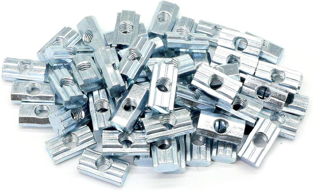 100Pcs 25 & 10 Series Aluminum Extrusion Profile M6 T-Slot Slide Nuts Hardware for 1 Inch x 1 Inch 1" 1010 1020 2525 2550 Extruded Aluminum Fastener Accessories