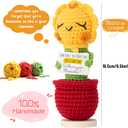 3 x Inspirational Birthday Gifts for Women Friends Positive Crochet Sunflower Desk Accessories Encouraging Thank You Friendship Present for Coworker Teacher Boss Employee Appreciation Principal Christmas