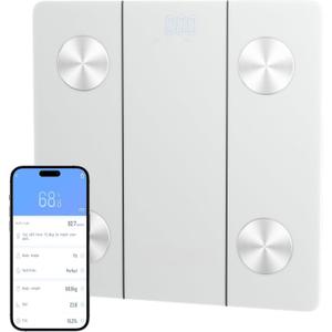 Digital Bathroom Scale for Body Weight, Precision Weighing Scale with LCD Display, and Durable Tempered Glass  Bathroom & Body Weight Scale for Home Use (White)