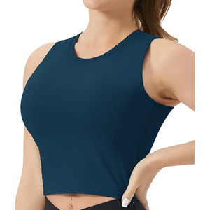 THE GYM PEOPLE Women's Medium Support Sports Bra Removable Padded Sleeveless Workout Crop Tops, Size L
