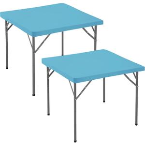 Square Fitted Tablecloth 34x34 Inch-2 Pack Light Blue Card Elastic Spandex Table Cover-Small Stretch Folding Table Cloths Topper Cap for Kitchen Dining Picnic Patio Outdoor Party Tables