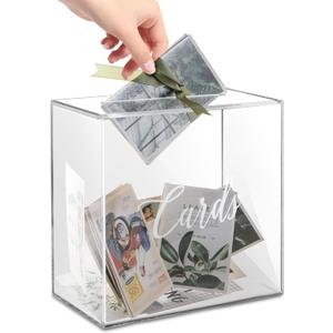 Giadun Acrylic Card Box with Slot, Large Blank Gift Clear Card Boxes for Reception, Party, Wishing Well, Money Box Holder, Graduation Decorations, Baby Shower