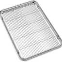 Large Set Baking Sheet and Cooling Rack Set, Bastwe 24L x 16W x 1H inch Professional Bakeware, Healthy & Nontoxic & Rustproof & Easy Clean (24 inch with Rack)