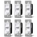 BESTTEN 6 Pack Dimmer Light Switch, LED Dimmer Switch, SinglePole or 3Way, for Dimmable LED, Halogen and Incandescent Bulbs, 120V, Wall Plate Included, UL Listed, White