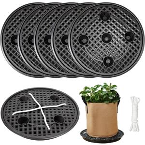 6 Pack 16 inch Self Watering Base for Fabric Grow Bag, Self-watering Plastic Elevated Plant Saucer Stand, Automatic Watering Tray for Non-woven Planter Flower Pot Growth Tent Greenhouse Indoor Outdoor