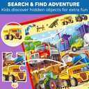 QUOKKA Magnetic Puzzles for Toddlers 3-5  Search & Find 2 Pack, 60 Pieces Each  Travel Friendly Board with Hidden Objects, Construction and Dinosaur Scenes  Educational Puzzle Gift for 3 Year Olds
