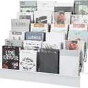 Queekay 6 Tier Wire Countertop Rack Comic Book Rack Wide Tabletop Display Magazine for Book Brochure Literature Greeting Card Shelf Holder Stand (White)