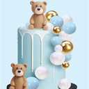 Baby Bear Cake Topper Blue Ball Cake Decor for Boy (blue ball 2bears set)
