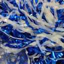 24 Pcs Pom Poms Cheerleading Cheerleader Spirited Cheer Baton Handle Metallic Foil for Sports Team Party Dance Cheering (Blue, White)