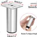 BSTKEY 4Pcs 4 Inch Aluminum Alloy Furniture Cabinet Legs - Adjustable Replacement Legs for Furniture Cabinet Foot Legs Sofa Bed Desk Table Feet Support, Silver