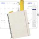 POPRUN 2026-2027 Monthly Planner, Large Size 8.25" x 11.75", 16-Month Soft Cover Agenda Calendar from April 2026 to July 2027, Appointment Book with Spiral Bound, Monthly Tabs, Notes and Expenses Pages - Beige