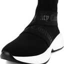 Juicy Couture Women's Slip-On High Sock Sneakers  Stylish, Lightweight, and Breathable Athletic & Casual Shoes (7.5, Ariella - Black)