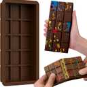 BABORUI Deep Chocolate Bar Mold, 1.2 Inch Chocolate Bar Mold for Dubai Chocolate Bar Pistachio, Large Silicone Chocolate Mold for Filling Knafeh Pistachio Cream