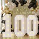 imprsv 3FT 100 Marquee Numbers, 100 Large Light Up Numbers for 100th Birthday Decorations, Big Marquee Light Up Number Sign for Birthday Wedding Anniversary Party Decorations