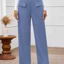 BTFBM Women's Pants 2025 Fall Elastic High Waisted Trousers Stretchy Comfy Lounge Palazzo Pant Wide Leg Sweatpants (Blue, M)