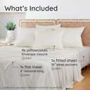 Bambaw Queen Sheet Set 6pcs – 100% Viscose Derived from Bamboo Sheets Queen Size Deep Pocket, Fits Up to 16'' with Elastic Corner Straps, Breathable & Cooling Sheets, Bedding for Night Sweats (Ivory)