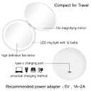 Compact Mirror with LED Light,1x/10x Magnifying Rechargeable Mirror,3.5in, Dimmable Travel Mirror for Purse,Pocket,Handheld 2-Sided Makeup Mirror
