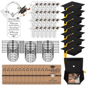 Class of 2025 Graduation Gifts Bulk, 25 Sets Graduation Keychains With Grad Compass Bracelets Bulk Set In Cap Gift Boxes Party Favors for Students, Guests, Graduates Class of 2025 Graduation Gifts Bulk, 25 Sets Graduation Keychains With Grad Compass Bracelets Bulk Set In Cap Gift Boxes Party Favors for Students, Guests, Graduates