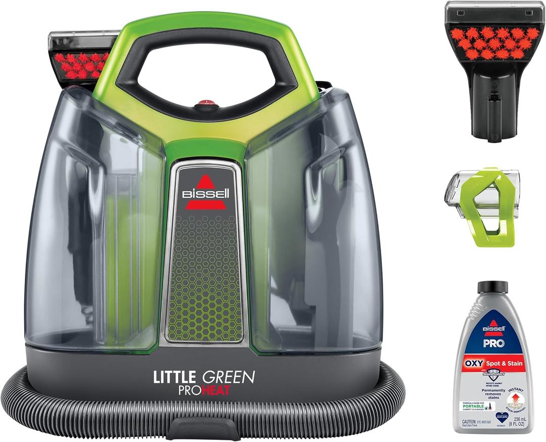 BISSELL Little Green Proheat Portable Deep Cleaner/Spot Cleaner and Car/Auto Detailer with self-Cleaning HydroRinse Tool for Carpet and Upholstery, 2513E