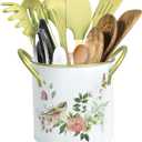 Z&Z ornamentorum Kitchen Utensil Holder for Kitchen Cunter Stylish kitchen Cooking Utensil Organizer 4.57*5.43inch Farmhouse Spatula Holder for Countertop (White)