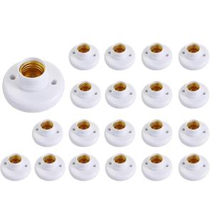 White E26 Medium LED Lamp Screw Base Plastic Base LED Holder Round 78mm Metal Desktop Lamp Socket for Closets Storage Areas Attics Basements Himalayan Salt Lamp DIY Crafts Physics Screw Type 20 Pack