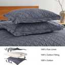 HORIMOTE HOME 100% Linen Front/100% Cotton Back Quilt Set King Size, Steel Blue Pre-Washed European Flax Linen Quilt, Diamond Stitch Bedspread Coverlet Bedding Set 3-Piece for All Seasons