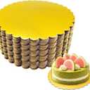 50 Pcs 10 inch Gold Cake Boards Round, Food-Graded Cardboard, Waterproof and Oil-Proof, Sturdy Corrugated, Ideal for Baking, Cake DIY, Dessert and Craftin
