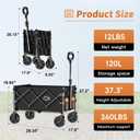NWH Collapsible Wagon Cart with Wheels Foldable, 360LBS Large Capacity Portable Folding Utility Heavy Duty Beach Wagons Cart with All-Terrain Wheels for Groceries Shopping, Camping, Sports, Garden (120L)