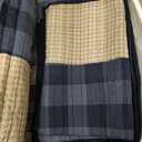 Woolrich Reversible Cotton Quilt Set - Cottage Styling Reversed to Solid Color, All Season Patchwork Lightweight Coverlet, Matching Shams, Winter Hills, Oversized Twin/Twin XL, Blue 2 Piece