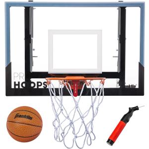 Franklin Sports Wall Mounted Basketball Hoop  Fully Adjustable  Shatter Resistant  Accessories Included, Black/White