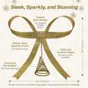 HUTHDAK Large Glitter Gold Bow Christmas Tree Topper,9.4 Inch Metal Tree Topper,Gold Bow Christmas Decorations for Xmas Home Decor Holiday Party Indoor Outdoor Shop Office